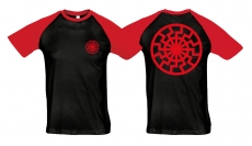 Raglan T-Shirt - Schwarze Sonne - rot - Motiv 2 - schwarz/rot