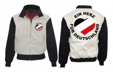 Harrington Jacke - bedruckt - schwarz/weiß - Ein Herz für Deutschland