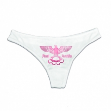 String Tanga - Anti Antifa - Adler mit Schlagring - Pink - weiß