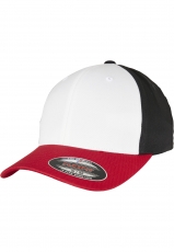 Cap - 3-Tone - schwarz/weiß/rot - Flexfit