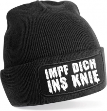 Mütze - BD - Impf dich ins Knie - schwarz/weiß