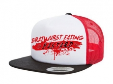 Cap Bratwurst eating Bastard - 3-Tone - schwarz/weiß/rot - Trucker Cap