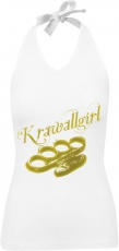 Frauen Neckholder Top - Krawallgirl - weiß - gold