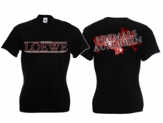 Frauen T-Shirt - Löwe - schwarz/weiß/rot